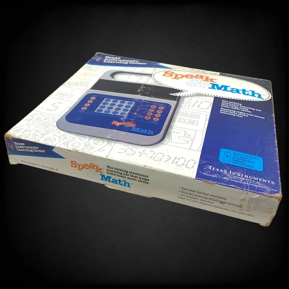 Vintage 1980 TI Speak & Math Texas Instruments Working Original Box Math Talk